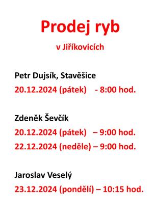 Prodej ryb v Jiříkovicích 1